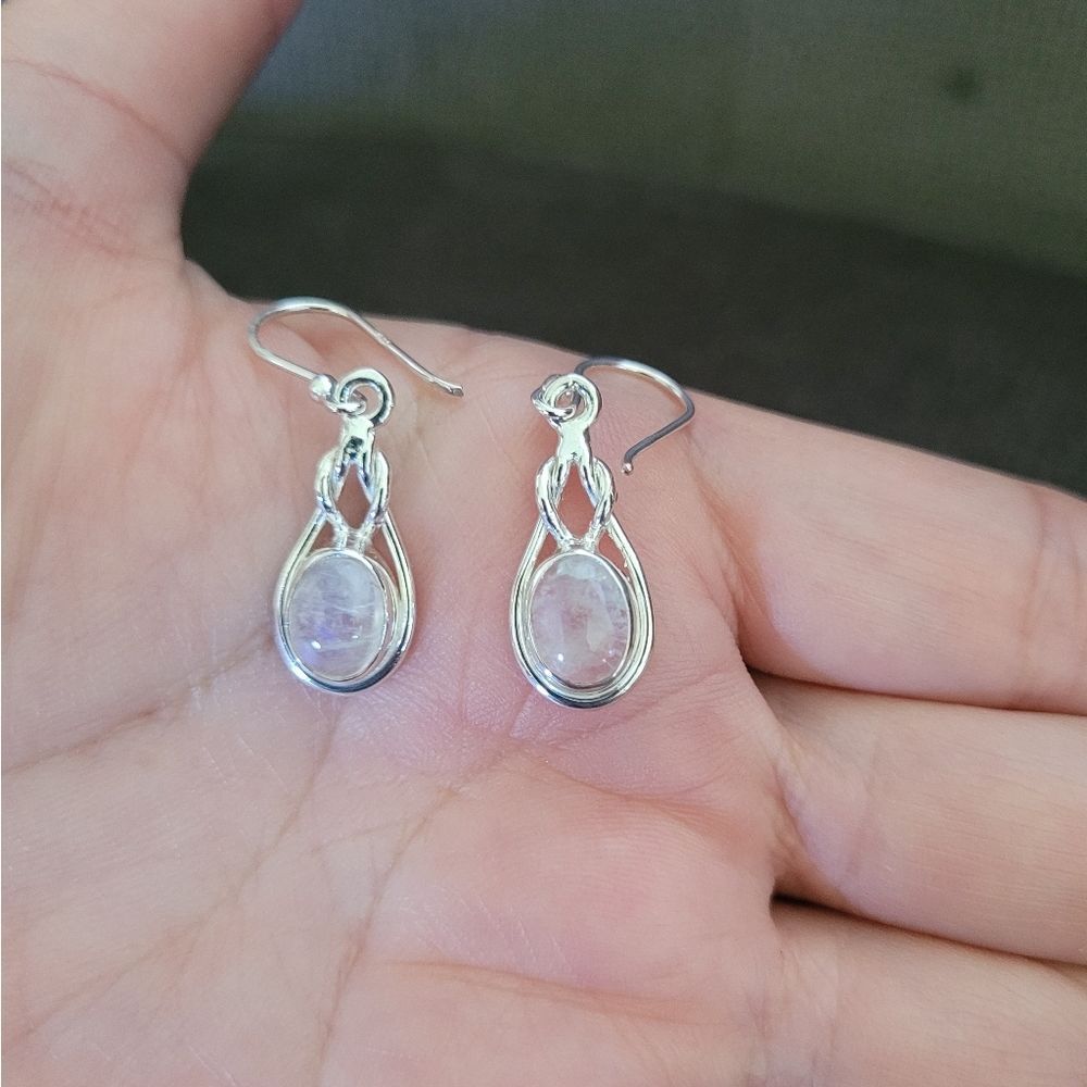 Shivam Silver Moonstone🌙 Earrings - Picture 9 of 14